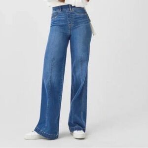 Spanx Wide Leg Front Seam Pull on Jeans Large